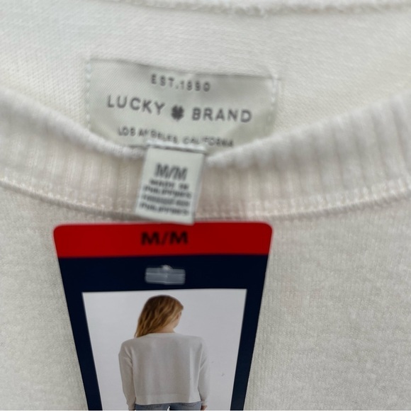 Lucky Brand women’s NWT cream sweater long sleeves Crew Neck Viscose Medium - Picture 5 of 7